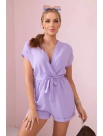 Krátký overal model 21289853 v pase světle fialová - K-Fashion Krátký overal model 21289853 v pase světle fialová - K-Fashion