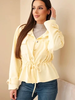 Dámska mikina na zips so šnúrkou a vreckami maslovo žltá