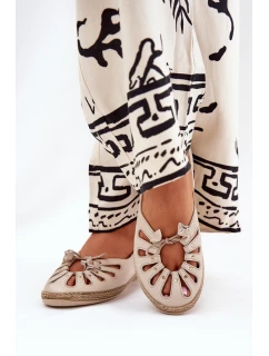 Płaskie Baleriny Z Naturalnej Skóry Zazoo 10179 Beżowe