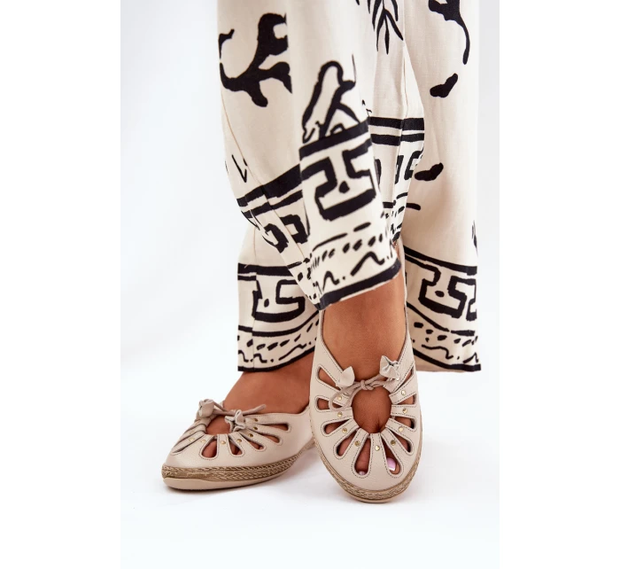 Ploché baleríny z přírodní kůže model 21686523 béžové - Zazoo