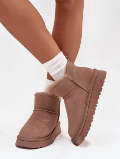 Semišové zimní boty pro ženy na platformě model 21707902 béžové - VINCEZA