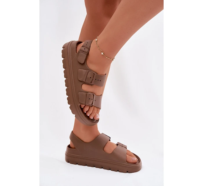 Dámské pěnové sandály na platformě Big Star TT274A035 hnědé