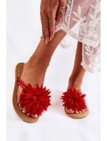 Dámské žabky s látkovým ornamentem Červené Eviana