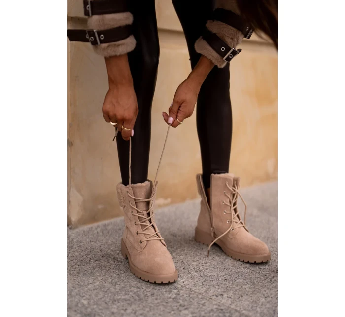 Dámske zateplené členkové topánky Workery Zippered Beige Mivael Dámske zateplené členkové topánky Workery Zippered Beige Mivael