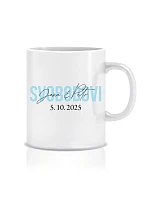 Personalizovaný klasický biely keramický hrnček s objemom 300 ml s menami novomanželov Personalizovaný klasický biely keramický hrnček s objemom 300 ml s menami novomanželov