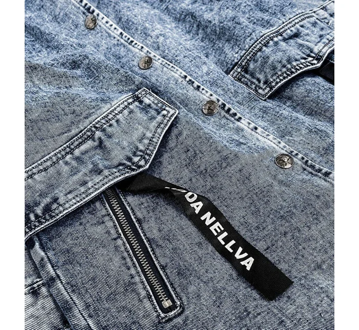 Svetlo modrá voľná dámska džínsová bunda / prikrývka cez oblečenie (C101)