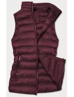 Krátká dámská prošívaná vesta v bordó barvě model 16279830 - J.STYLE Krátká dámská prošívaná vesta v bordó barvě model 16279830 - J.STYLE