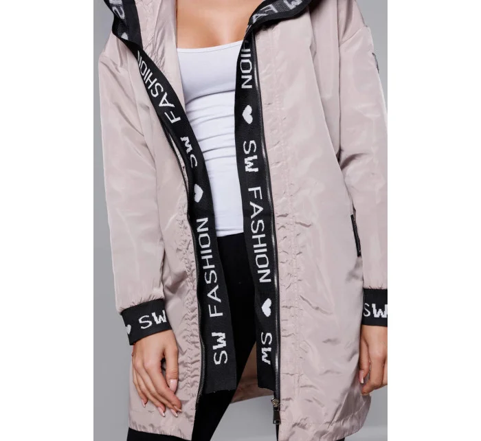 Dámska tenká bunda s kakaovým lemovaním (B8145-51)