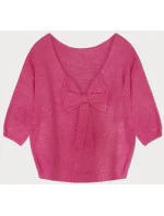 Volný svetr v neonově růžové barvě s mašlí na zádech model 19742960 - MADE IN ITALY