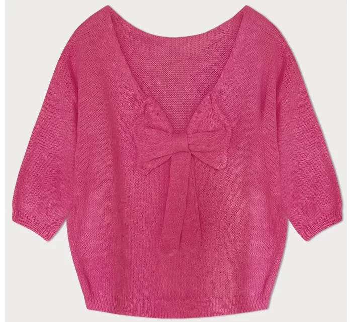 Volný svetr v neonově růžové barvě s mašlí na zádech model 19742960 - MADE IN ITALY