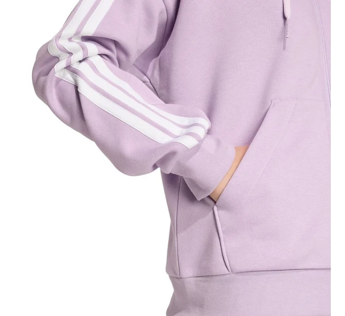 Dámska fleecová mikina adidas Essentials 3-Stripes s kapucňou a zipsom fialová JY3080 Dámska fleecová mikina adidas Essentials 3-Stripes s kapucňou a zipsom fialová JY3080