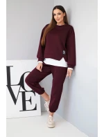 Dámska súprava s maslovou voľnou mikinou a teplákmi slivka Dámska súprava s maslovou voľnou mikinou a teplákmi slivka