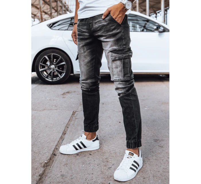 Pánske džínsové nohavice jogger čierne FashionStreet UX4038