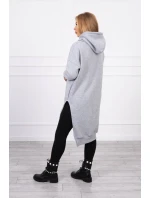 Zateplená mikina s bočnými rázporkami šedá
