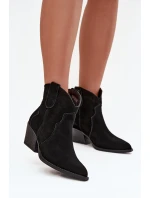 Nazouvací dámské kozačky z přírodního semiše černé model 21713735 - Boto