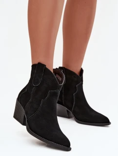 Nazouvací dámské kozačky z přírodního semiše černé model 21713735 - Boto