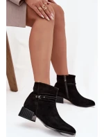 Dámské kozačky z přírodního semiše na klínu zateplené model 21715520 Černé - D&A