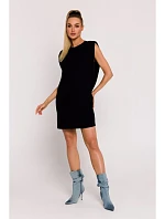 M789 Mini šaty s ramennými vypchávkami - čierne