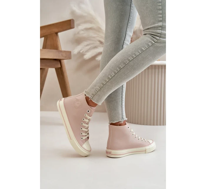 Dámske zateplené tenisky z eko kože Pink Big Star