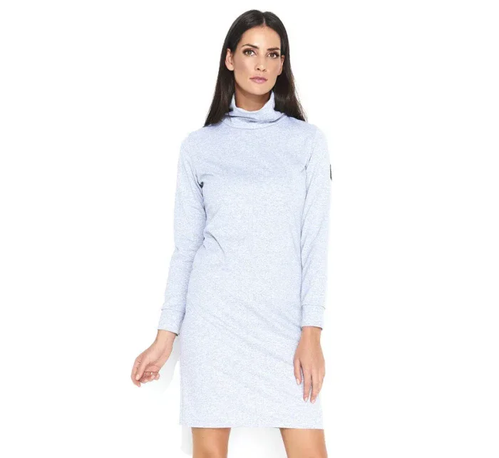 Dámske voľnočasové šaty s rolákom stredne dlhé sivé - Šedá - Makadamové Dámske voľnočasové šaty s rolákom stredne dlhé sivé - Šedá - Makadamové