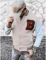 Pánska mikina na zips v ecru farbe FashionStreet BX5440 Pánska mikina na zips v ecru farbe FashionStreet BX5440
