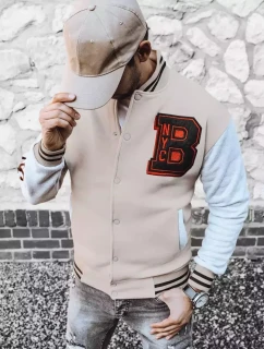 Pánska mikina na zips v ecru farbe FashionStreet BX5440