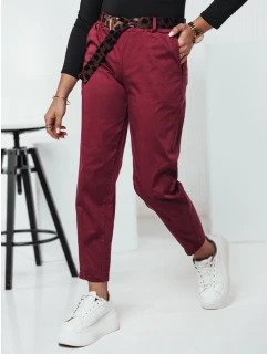 Dámské kalhoty v jedné velikosti s páskem vínové Dstreet model 21981960 - FashionStreet
