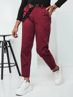 Dámske nohavice LEOCINCIN v jednej veľkosti s opaskom bordová FashionStreet UY2261