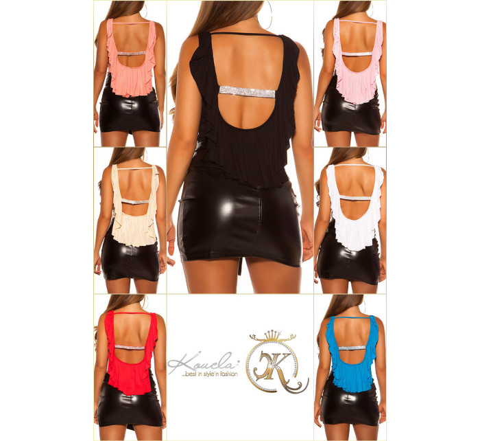 Sexy KouCla discotop with rhinestones backless