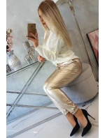 Dvojvrstvové velúrové nohavice béžové