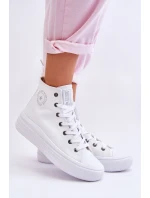 Damskie Wysokie Trampki Materiałowe Big Star LL274A183 Białe