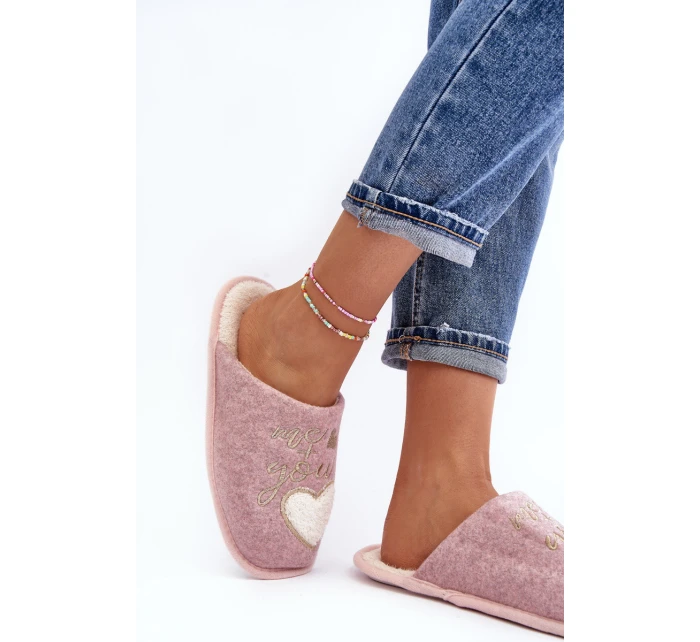 Damskie Klasyczne Kapcie Wsuwane Ocieplane Różowe Mabira