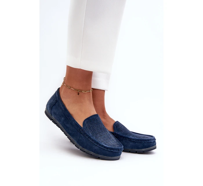 Dámské modré semišové mokasíny model 21659563 - S.Barski Dámské modré semišové mokasíny model 21659563 - S.Barski