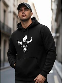 Pánska mikina s potlačou lebky býka čierna FashionStreet NX0060B