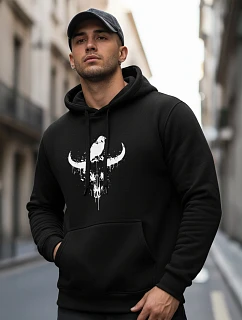 Pánska mikina s potlačou lebky býka čierna FashionStreet NX0060B