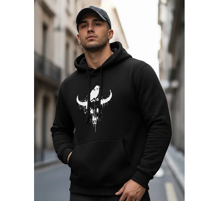 Pánska mikina s potlačou lebky býka čierna FashionStreet NX0060B Pánska mikina s potlačou lebky býka čierna FashionStreet NX0060B