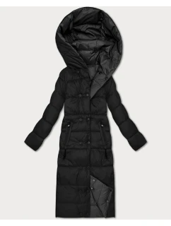 Čierno-grafitová obojstranná zimná bunda po kolená Minority (P3-6017-1+27)