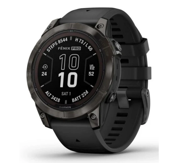 Garmin Fenix 7 Pro 47 mm Sapphire Solar Carbon Gray DLC Titanium s čiernym remienkom