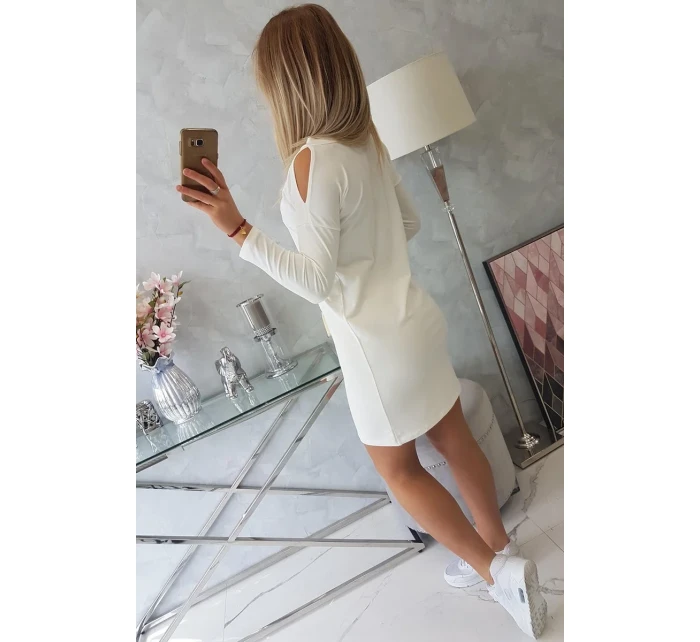 Šaty s grafickou a farebnou 3D mašľou ecru Šaty s grafickou a farebnou 3D mašľou ecru