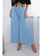 Viskózové nohavice so širokými nohavicami modré Viskózové nohavice so širokými nohavicami modré