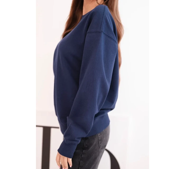 Dámska základná bavlnená mikina s okrúhlym výstrihom modrá Dámska základná bavlnená mikina s okrúhlym výstrihom modrá