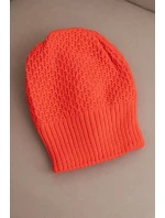 Dámska zimná vlnená čiapka s dvojitým okrajom K426 oranžová
