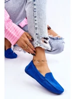 Zamszowe Mokasyny Damskie Niebieskie Morreno