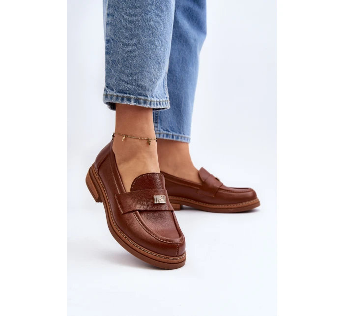 Zazoo 20165 Skórzane Mokasyny Damskie Brązowe