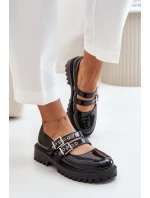 Dámské Lakované Polobotky S Pásky Černé model 21671078 - Boto