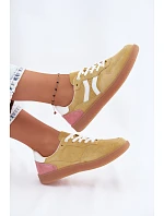 Kožené semišové dámské tenisky Žluté model 22208693 - Boto Kožené semišové dámské tenisky Žluté model 22208693 - Boto