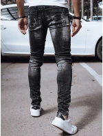 Pánske čierne džínsové nohavice FashionStreet UX4328