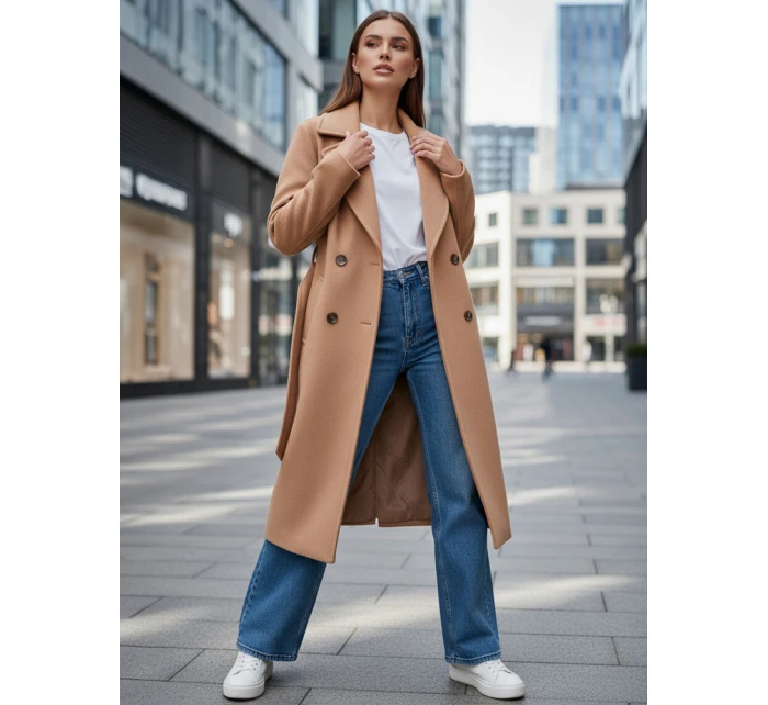 Dámský zimní kabát classic camel Dstreet model 21995114 - FashionStreet
