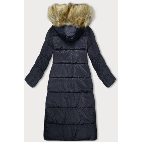 Tmavomodrá dlhá dámska zimná bunda (V725)