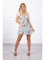 Kvetinové šaty s výstrihom do V ecru